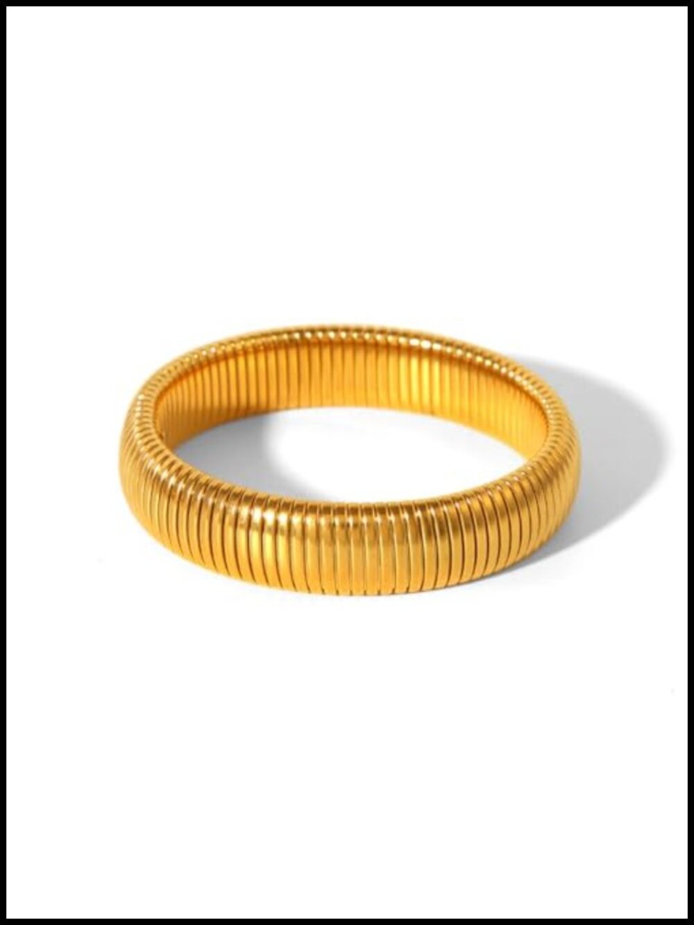 Set of 3 Gold Plated Chunky Stackable Stretch Bangle Bracelets Women Flexible